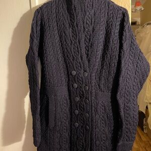 Aran Crafts Deep Blue Merino Wool Sweater